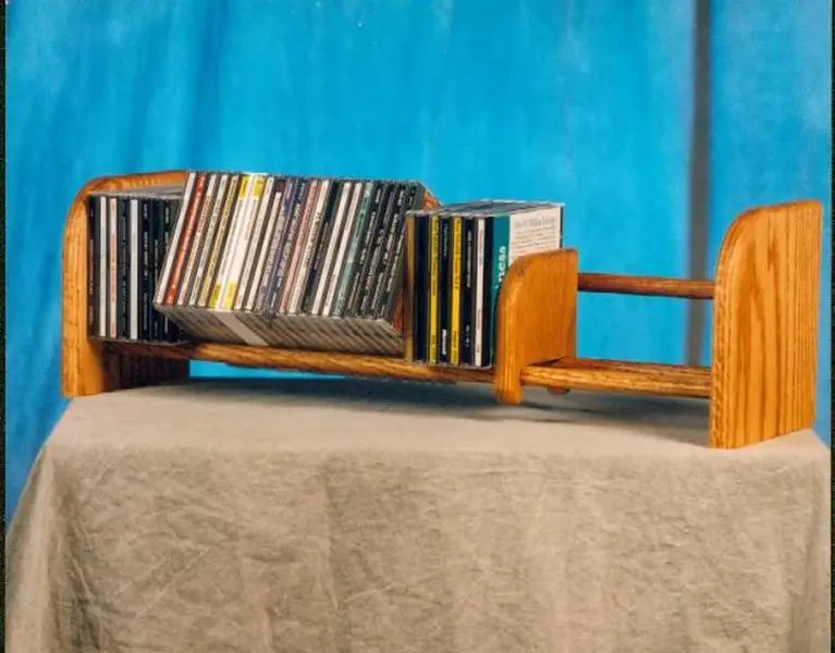 Solid Oak 1 Row Dowel CD Rack