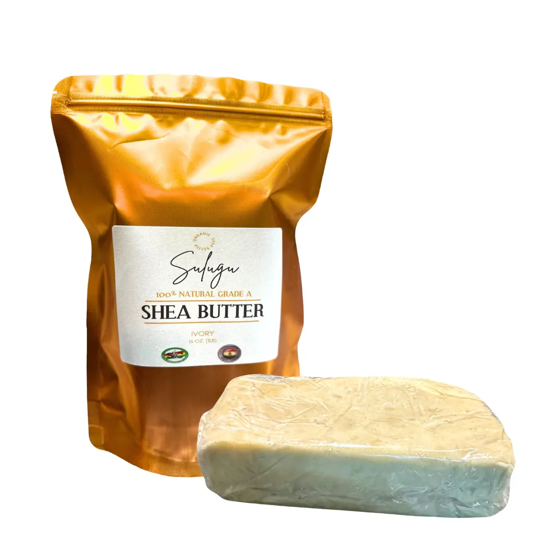 Sulugu Shea Butter 100% Natural, Unrefined, Raw, Grade A, Halal, Organic, from Tamale, Ghana - Ivory 16oz (1lb).
