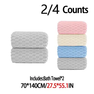 Soft Microfiber Bath Towel Set, 4-Count Colorful High-Absorbency Towels, Fast-Drying and Water-Absorbent, Suitable for Beaches, Travel and Daily Comfort
