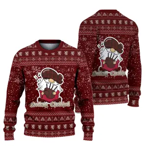 Scottish Nollaig Chridheil Christmas Sweater – Red Tartan Gnome Ugly Holiday Knit Pullover | Cozy Gaelic Xmas Gift for Men & Women