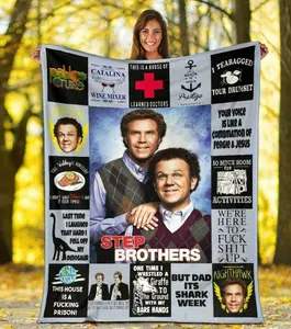 Step Brothers Movie Fleece Blanket | Brennan & Dale Quote Collage Throw | Prestige Worldwide & Catalina Wine Mixer Merch | Perfect Fan Gift Idea