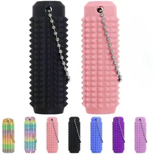 Little Ouchies Fidget Toys,Pain Stim Fidget Toy Reduce Stress for Adults,Anxiety Relief Pain Stim,Spiky Fidget Keychain for Anxiety and Stress Reduction,Novelty Gifts Blue (2PCS Pink and Black)