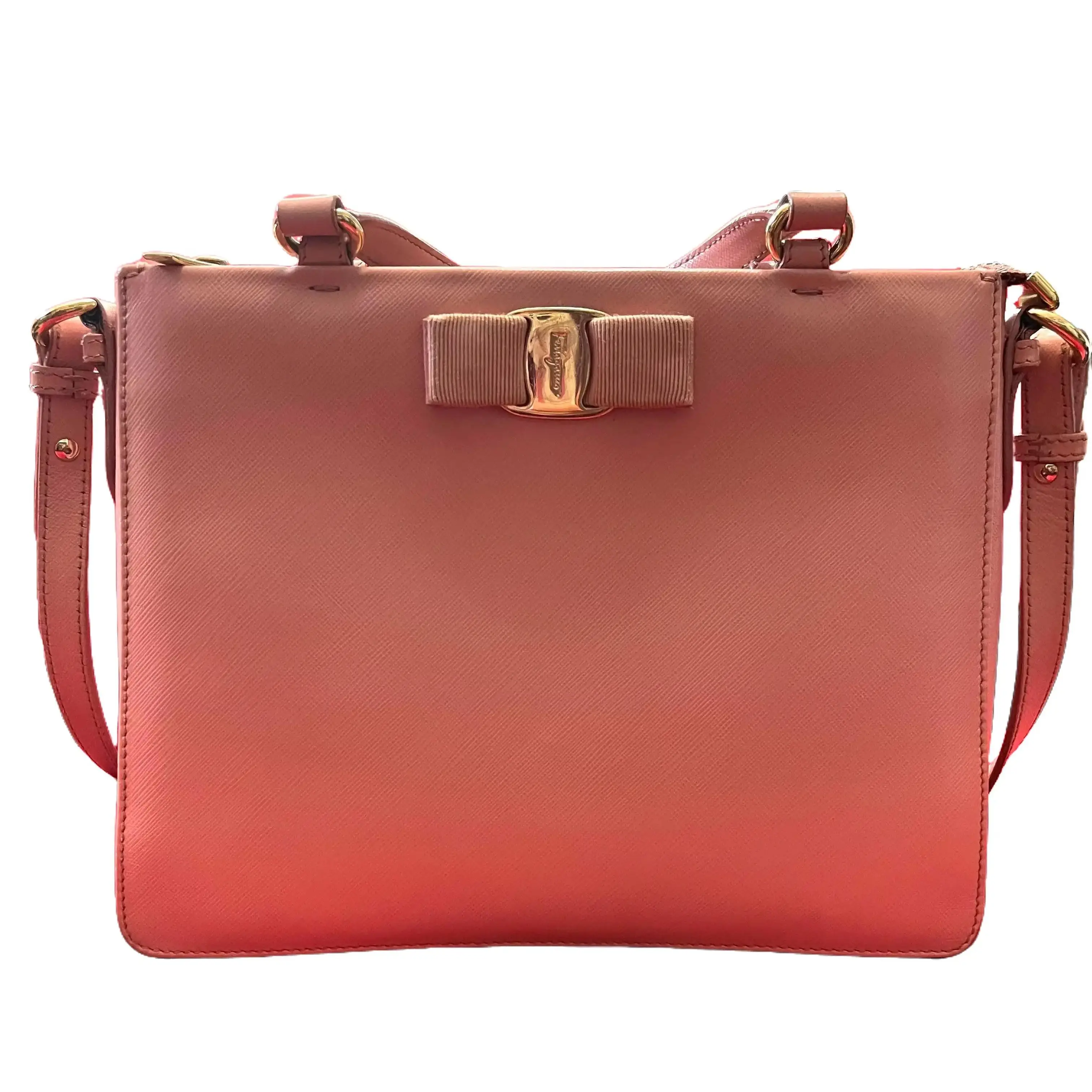 Pre-owned FERRAGAMO Canvas Crossbody Bags Salvatore handbag/sling bag peach for women