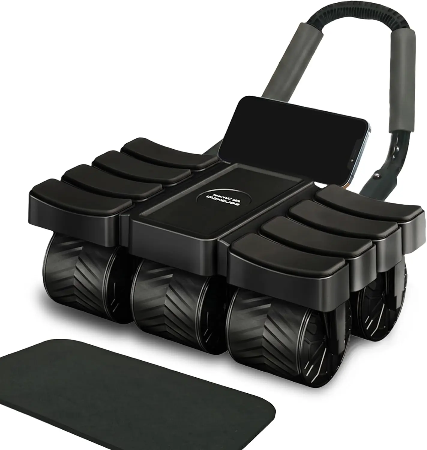 Ab Roller Wheel with Elbow Support, 6-Wheel Auto Rebound Ab Core Machine |   6 wheels, 8 Arm Pads, 440lbs Capacity, Auto Rebound, Phone Holder, Knee Pad, for Men Women Beginner Pro, Abs Workout Home Gym