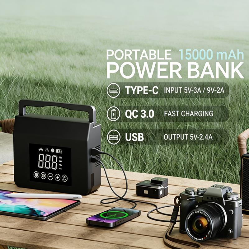 【Hieha】Winter savior Portable Car Jump Starter, 4000A Car Battery Jump Starter with 150PSI Tire Inflator, 12V Car Battery Jump Starter, 15000mAh Power Bank, with LED Light