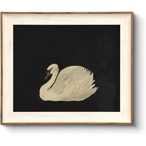 Living room wall art, swan art canvas print, vintage home decor, animal painting, bathroom wall decor, perfect gift for friends or family