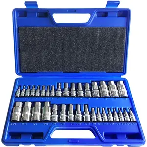 Hex Bit Set Wrench Bit Kit Hex Key for Ratchet Tool SAE and Metric Set 3/8, 1/4, 1/2 Drive Set 34-Piece