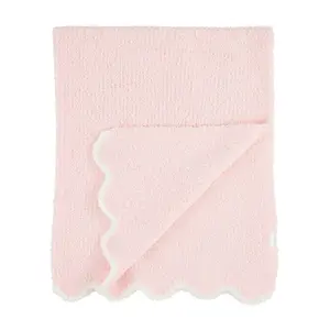 Pink Scallop Chenille Blanket
