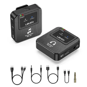 LEKATO Wireless in-Ear Monitor MS-20 2.4G IEM System Low Latency with Beltpack Transmitter Auto-Pairing Receiver OTG Support One to More in-Ear Monitoring for Live Performance Stage Singer Band
