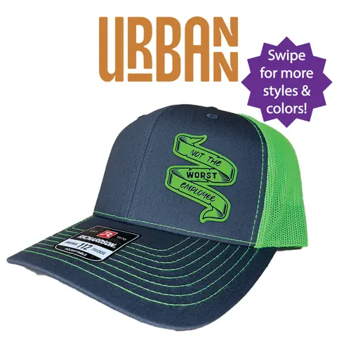 Not the Worst Employee Custom Hat - Leatherette Patch Trucker Style and Evolve Ponytail Hats trucker hat unique gift unisex hat