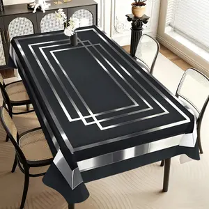 Square tablecloth, modern minimalist geometric line pattern, 100% polyester, durable and easy to clean, suitable for restaurant/office/writing desk/kitchen/picnic decoration/gift/banquet/coffee table/wedding/party, Picnic Table Cover