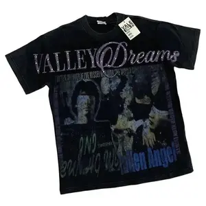 VALLEY Short Sleeve T-shirts Retro Wash Old Streetwear Men Women Couples Movie Poster Character Print Hot Vale Top Tee Womenswear Clothes clothing gift - graphic tee - shirt top men - trendy casual top - Vintage Graphic T-Shirt