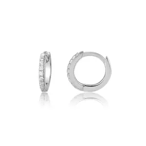 Sterling Silver Huggie Hoop Earrings with CZs for Kids, Teens and Women