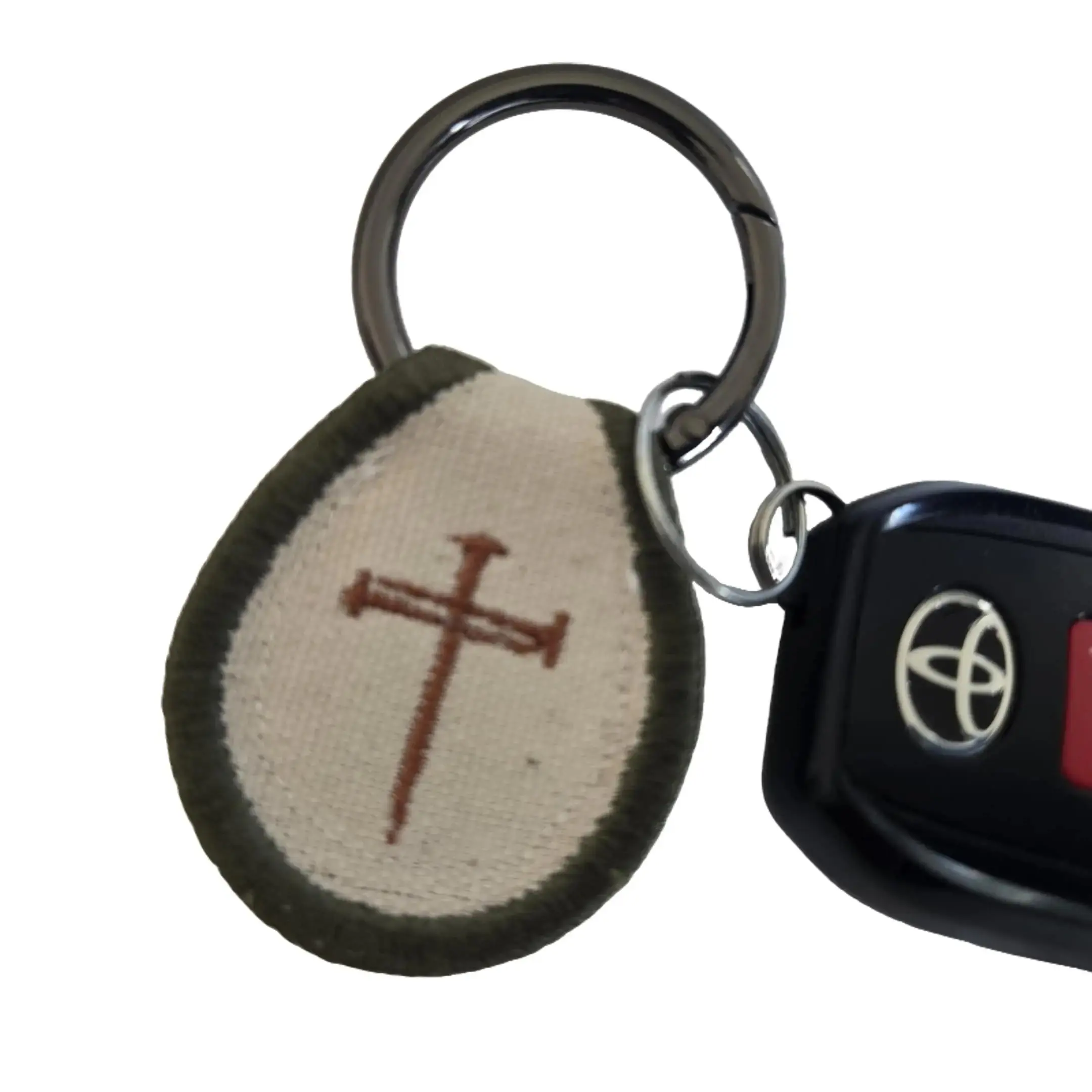 3 Nail Cross - Double Sided Patch Keychain, Bag Decoration, Zipper Pull, Carabiner