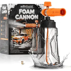 Cannon for  Washer, Wide Mouth Quick Release  Wash   with Adjustable Soap Cannon, Thick Snow , 1/4'' Quick Connector, with 2 Orifice Nozzle (Transparent)