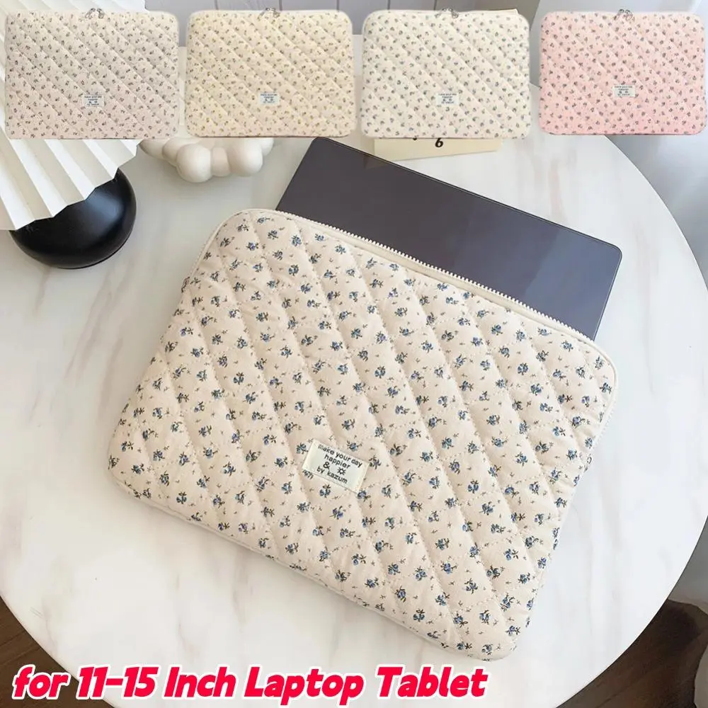 Flower Printed Laptop Sleeve Case Bag for Quilted Protective Laptop Case Computer Sleeve Clutches for 11-15 Inch Laptop Tablet