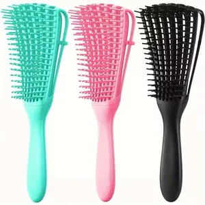 3pcs Detangling Brush for Pain-Free Brushing on All Hair Types Durable Anti-Static Bristles Lightweight Handle Vented Hair Brush in Teal Pink & Black EdgeLift Defining rat tail