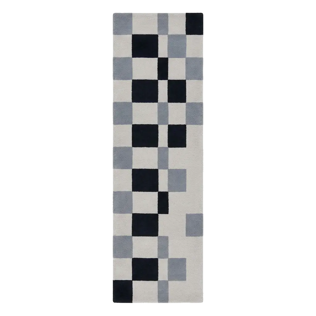 Checkerboard Block Hand Tufted Runner Rug