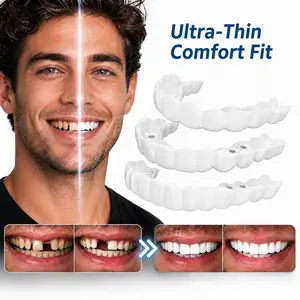 New Generation Soft Silicone Snap-on Dentures - Adjustable Comfort Fit Veneers, Ultra-Thin Natural Whitening Teeth Cover, Safe & Reusable  For Portable Oral Care Kit