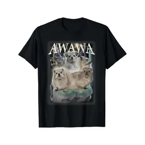 Hilarious MenS Hyrax Meme TShirt Featuring Four Expressive Characters Casual Short Sleeve Round Neck Animal Graphic Tee for AllSeason Wear Perfect Gift for Hyrax Enthusiasts