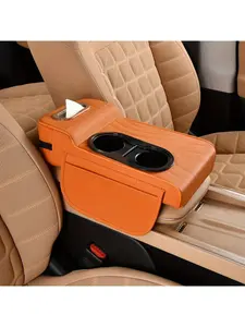 Car Center Armrest Box Height Raising Pad 4-in-1 Multifunction Organizer, Tissue Box Cup Holder Storage Tray, Armrest Cushion Protective Case for Car Interior Accessories
