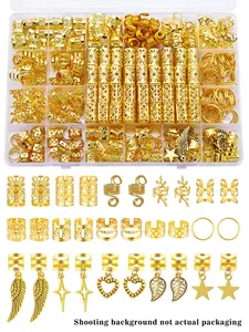 220pcs Alloy Mixed Style Hair Ring Set, DIY Dreadlock Braid Hair Beads, Boho Bohemian Style Hair Accessories, Loc Hair Jewelry for Women