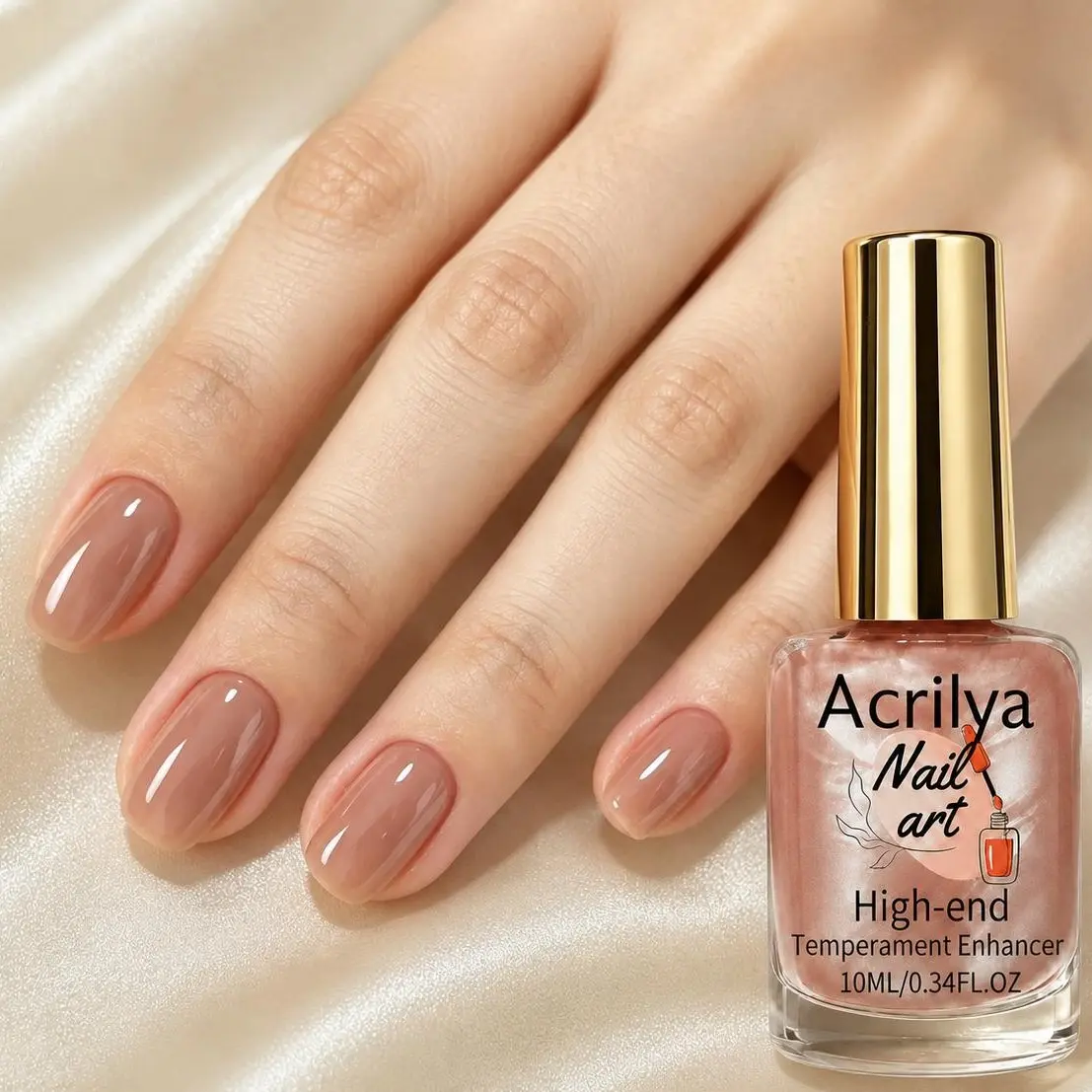 Summer Nude Glass Nail Polish, 10 mL Quick-Dry Strengthener, Natural Mirror-Finish Shine, Long-Lasting Durable Nail Care Product