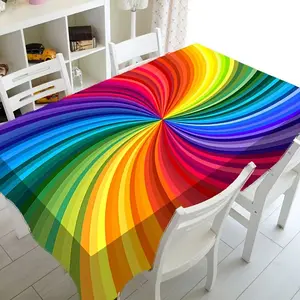 2D Flat Party Tablecloth 1pc, Rainbow Swirl Design, Polyester Print, Perfect for Home Decor, Parties, Holidays, Indoor/outdoor Use