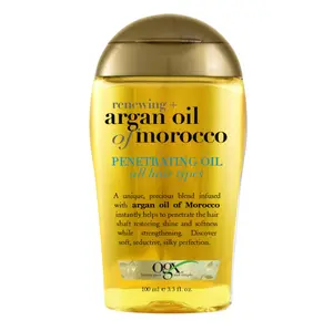 OGX Renewing + Argan Oil of Morocco, Cold-Pressed Argan Oil for Hair Penetrating Treatment & Shine, Moisturizing & Strengthening Silky Oil for All Hair Types, Paraben & Sulfate Free, 3.3 fl oz