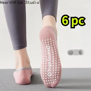 6 Pairs Women's Short Boat Socks for Pilates, Fitness, Dance & Indoor Activities, Silicone Anti-Slip Soles, Breathable Moisture-Wicking Soft Fabric, Soft Comfy Socks Comfortable Yoga Socks
