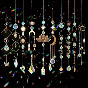 10-piece crystal dream catcher pendant set with chain rainbow ball pendant ornaments, suitable for indoor windows, courtyards, gardens, terraces, car mirrors and Christmas tree decorations.