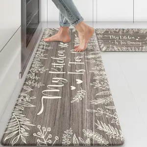 Kitchen Rug Mats for Floor Cushioned Anti Fatigue Gray Kitchen Rugs Sets of 2 Rustic Farmhouse Non Slip Waterproof Comfort Memory Foam Standing Floor Mat for Office Laundry Sink Desk
