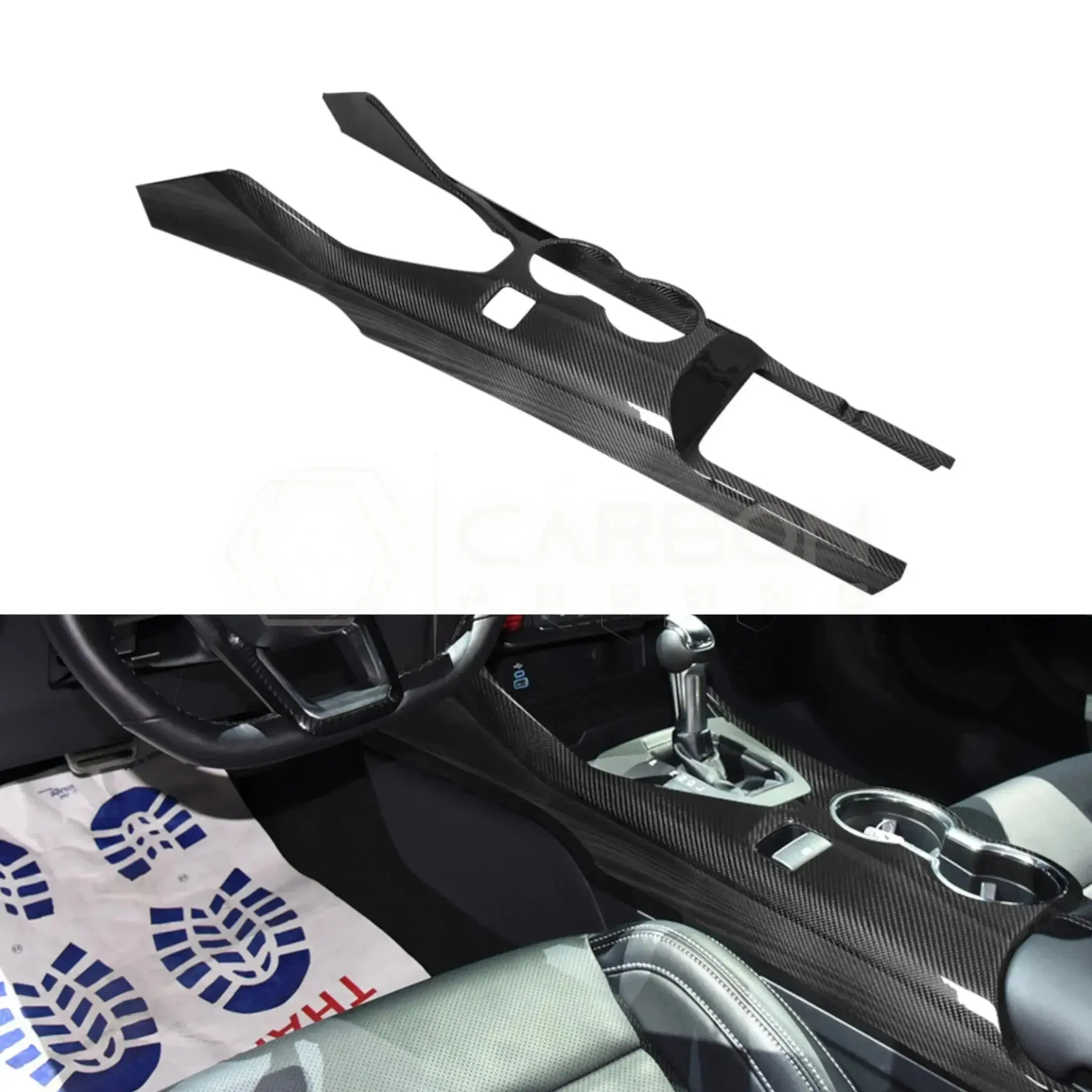 Real Carbon Fiber Center Console Trim Cover for 2024+ Ford Mustang