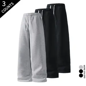 Men's 3-Pack Oversized Wide Leg Pants Hip-Hop Streetwear Trousers outdoorfun