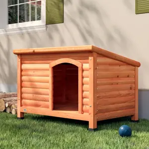 TRIXIE natura Classic Dog House, Flat Hinged Roof, Adjustable Legs, Elevated Pet Shelter