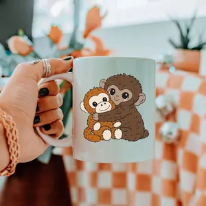 Punch Monkey Coffee Mug, Punch and Stuffed Monkey Cup, Cute Monkey Lover Gifts (11oz, 15oz)