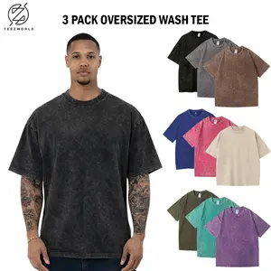 Combo 3 Pack - Acid Wash Classic Casual T Shirt, Relaxed Oversized Fit, Soft Cotton Feel, Breathable Everyday Comfort, Lightweight Fabric, Easy To Style, Casual Streetwear Essential, Vintage Washed Texture, Durable Quality, Effortless Daily Outfit