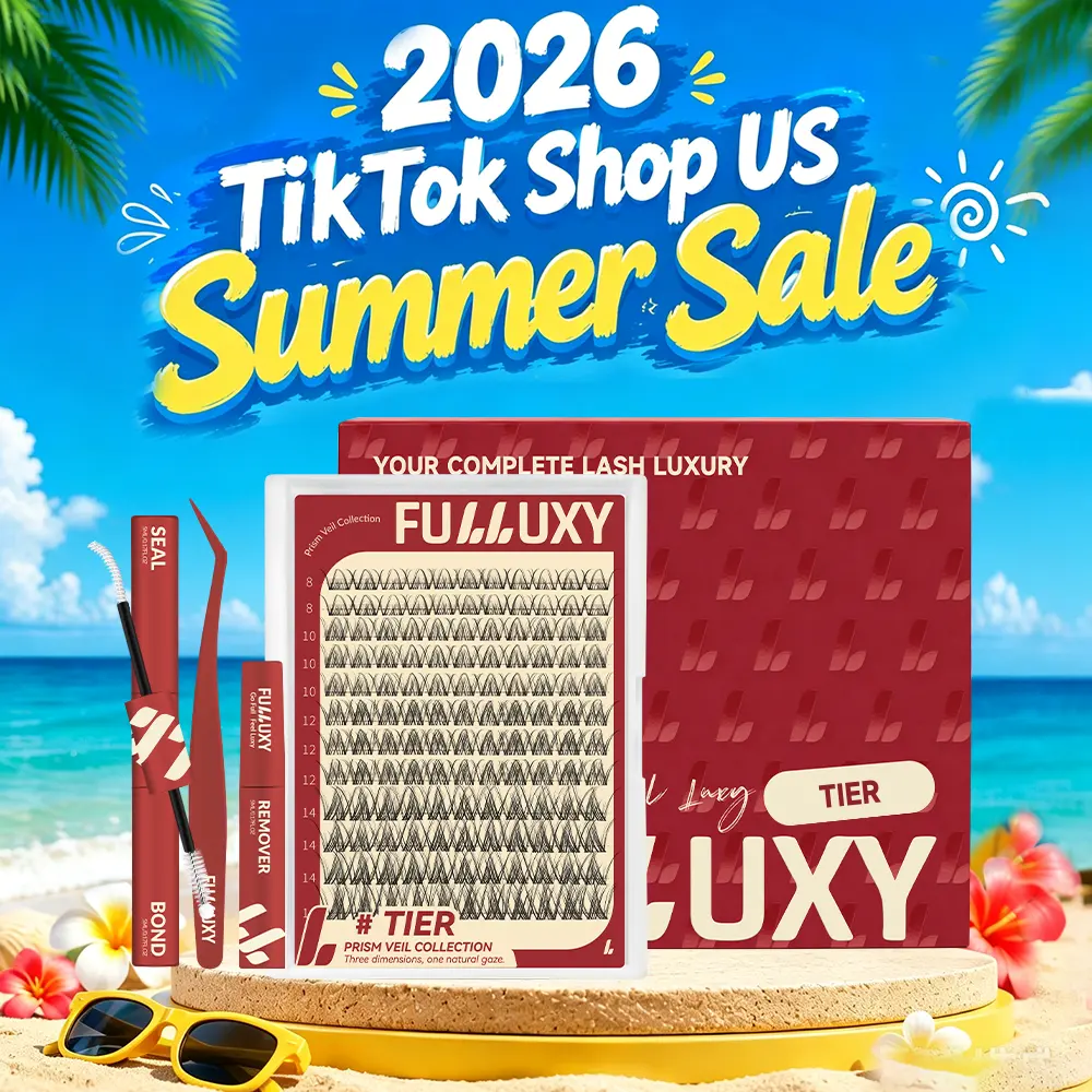TIER | Fulluxy Prism Veil Collection | 3D Natural Cluster DD Curl, Breeze Spider Lashes Kim&Kylie Lashes Smudge-Proof Waterproof, Super Soft Thin Band, Beginner-Friendly Fluffy DIY Design for Natural Daily Glowup & Voluminous Look Makeup Cosmetic