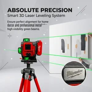 Milwaukee laser level kit,M12 green cross line laser,self leveling measuring tool,construction layout laser,360 plane laser level set