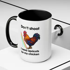 Dont shoot I need apricots for my chicken, Two-tone Ceramic Mug Scrappy Arc Raiders Coffee Mug, Accent mug Gift For Gamers