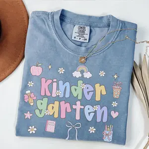Comfort Colors Kindergarten Teacher Shirt, Kindergarten Shirt, Kindergarten Teacher Gift, Coquette Kinder Crew, Bow Kinder Squad, Team Tee