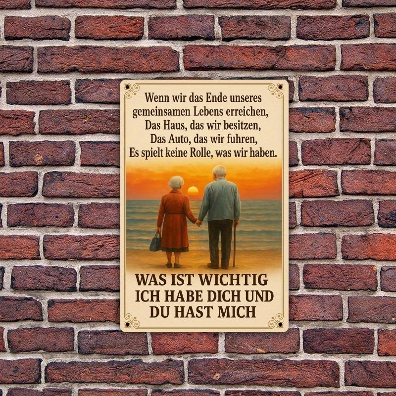 1PC 2D Flat Retro German Metal Wall Plaque - "I See You Again" Romantic Anniversary Gift, Suitable for Couples, Size 19.81x 29.97cm , Waterproof and Dustproof, Ideal for Home, Kitchen, Garage Decoration, Metal Wall Art Decoration