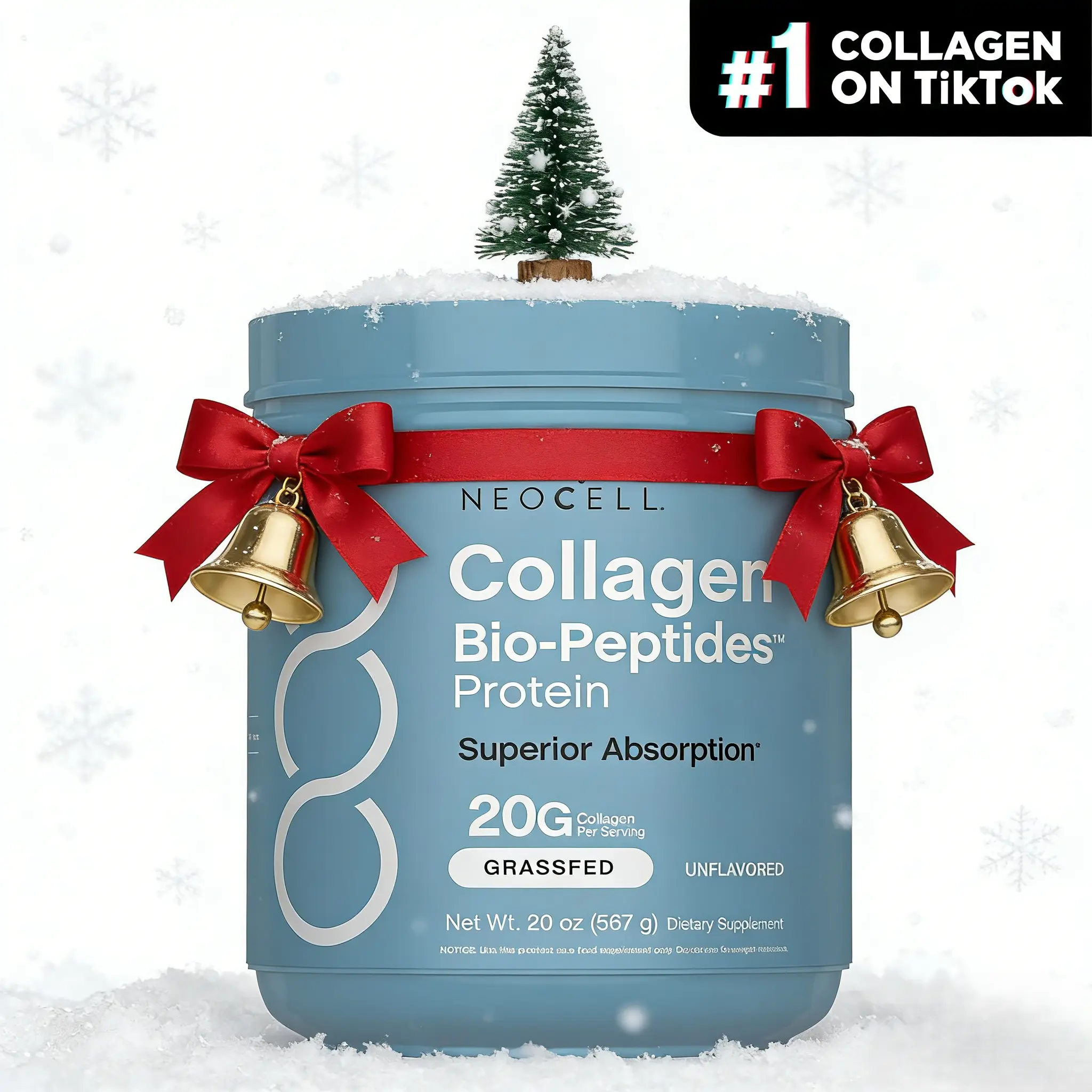 NeoCell Advanced Collagen Peptides Powder (20oz) - Grass-Fed Protein, 18 Essential Amino Acids, Healthcare Supplement Supporting Skin, Hair, Joints