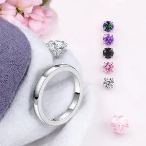 Quality Stainless Steel 5PC Interchangeable 1.5CT Zirconia Solitaire Ring (Size 5-10)