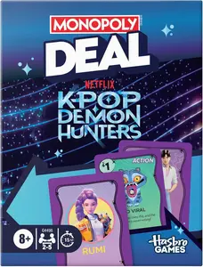Monopoly Deal: Kpop Demon Hunters Card Game | Family Games for Kids, Tweens, Teens, and Adults | 2-5 Players | 15 mins. | Easter Gifts for Boys and Girls, Ages 8+