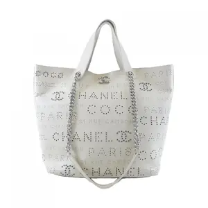 Pre-owned CHANEL Calfskin Tote Bags Tweed Handbag