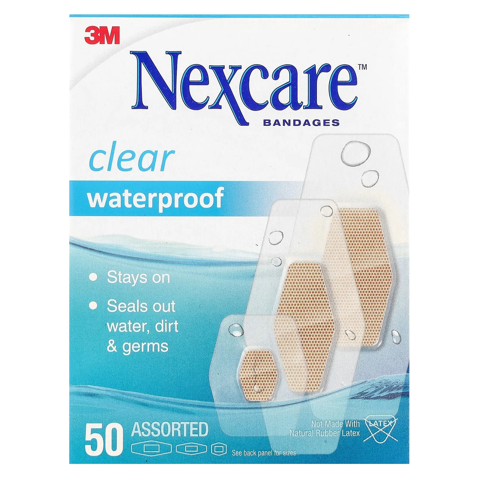 Nexcare Clear Waterproof Bandages, 50 Assorted Sizes Nexcare Clear Waterproof Bandages, 50 Assorted Sizes