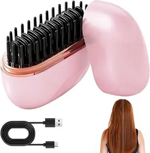 Mini Portable Cordless Hair Straightener in Pink, Smooths Hair, Shiny Hair, Safe and Gentle on Scalp, Type-C Rechargeable, Portable, Ideal for Christmas Gift