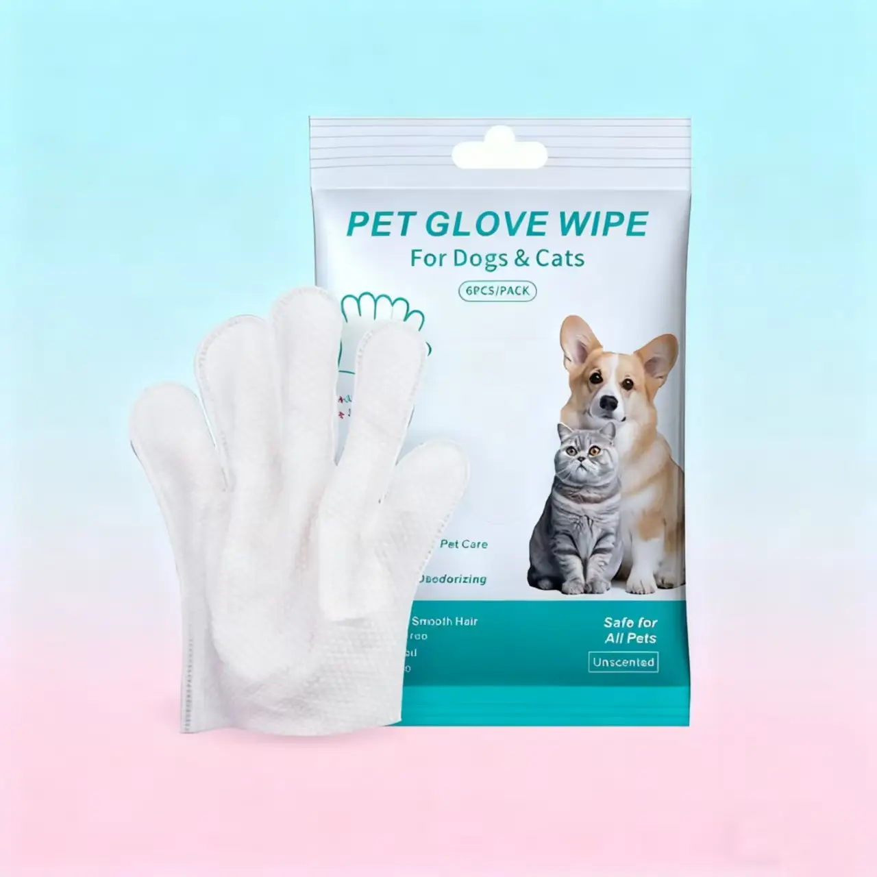 Pet Glove Wipes: Rinse-Free, Hypoallergenic Formula for Daily Cleaning of Cats and Dogs, Suitable for Daily Care & On-the-Go Use – A Must-Have for Hou
