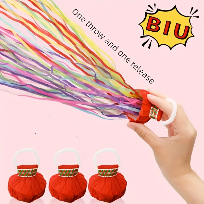 Pack of 10 Vibrant Hand Throw Confetti Cannons, Colorful Ribbon Firecrackers, Hand Thrown Ribbons, Paper Magic Firecrackers, Suitable for Valentine's Day, New Year, Carnival, St. Patrick's Day, Mother's Day, Easter, Perfect for Weddings, Pr